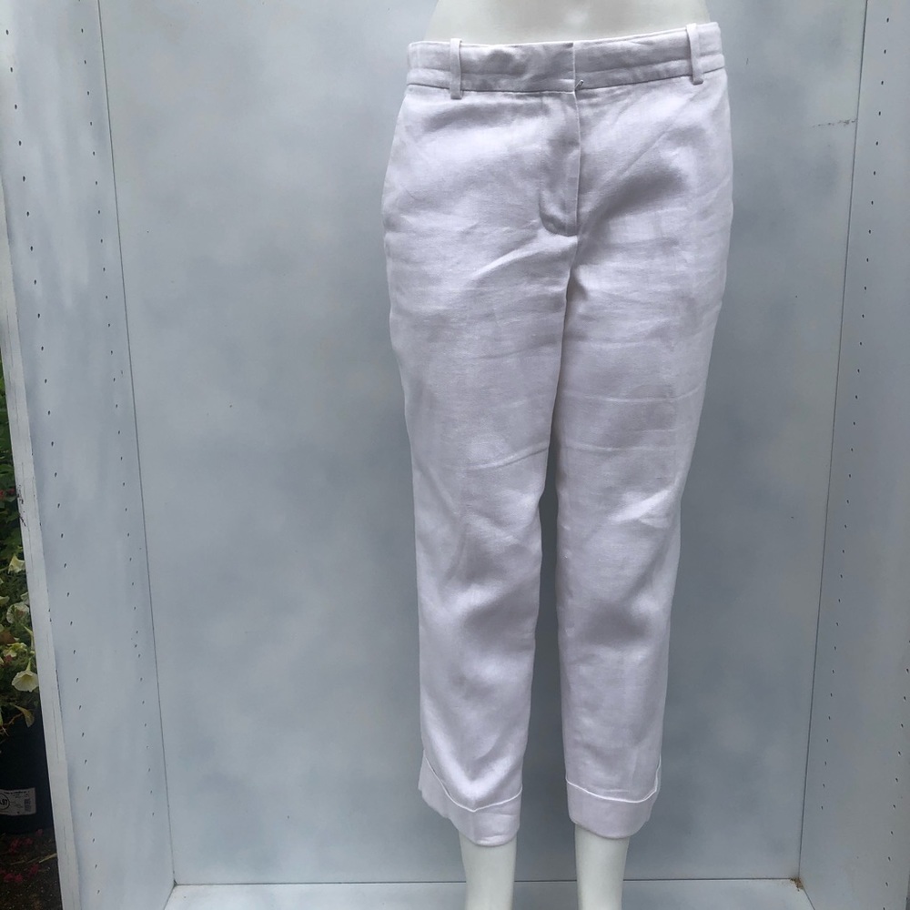 J. Crew 100% Linen White Ankle Pants Size 6